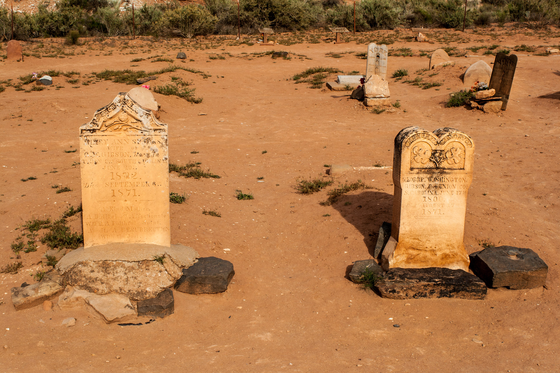 A Desert Ghost Town Cemetery (two stones)