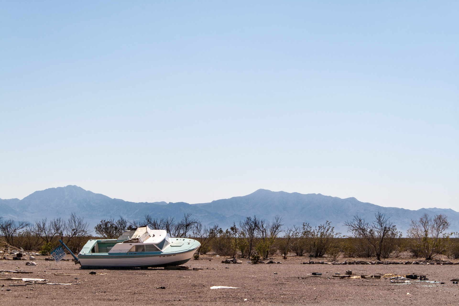 A Stranded Boat In The Nevada Desert