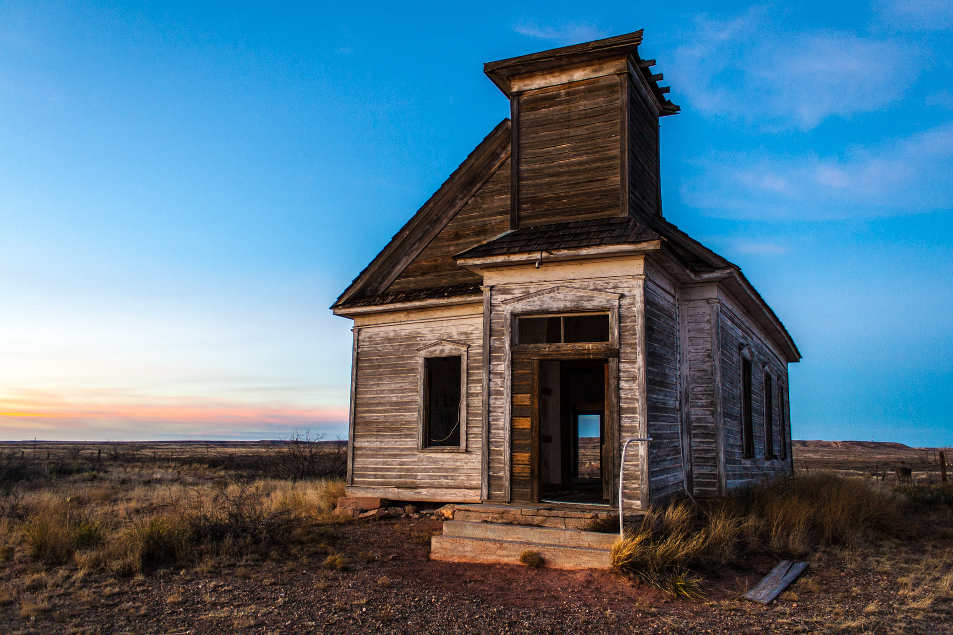 Taiban, New Mexico - Church At Sunset (side close)