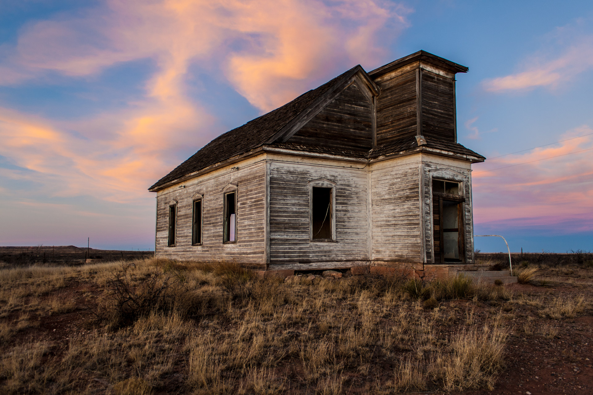 Taiban, New Mexico - Church At Sunset (side left)