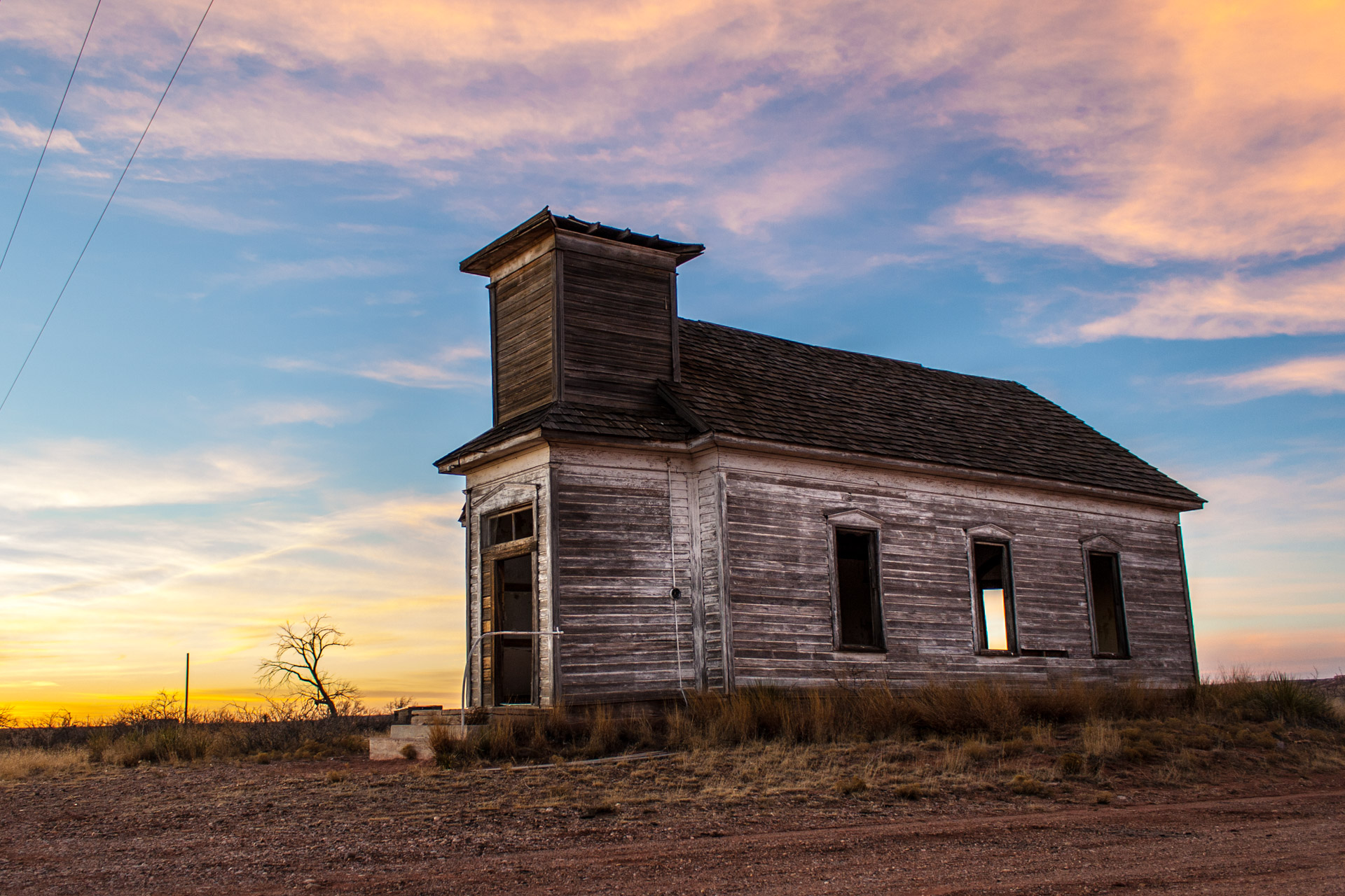 Taiban, New Mexico - Church At Sunset (side right)