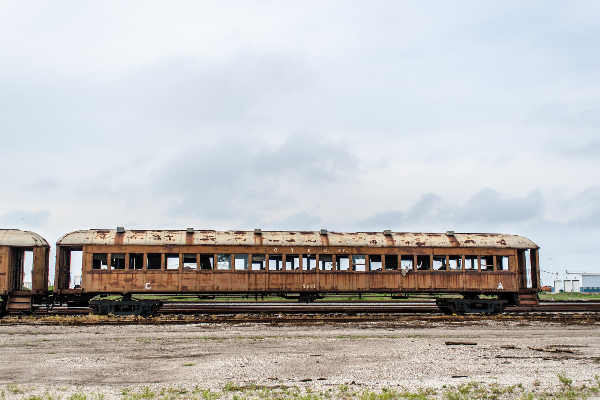 Galveston, Texas - Last Stop Passenger Train Car (front far right)