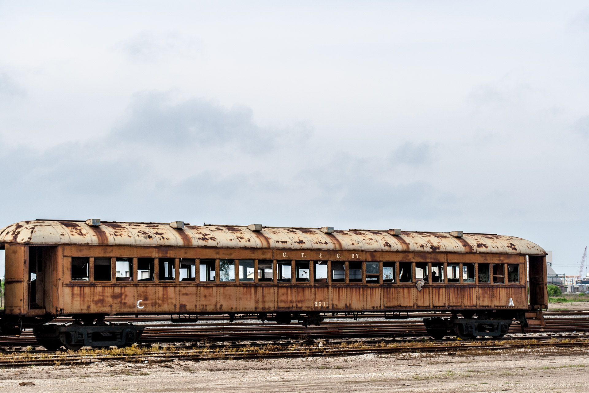 Galveston, Texas - Last Stop Passenger Train Car (side right)