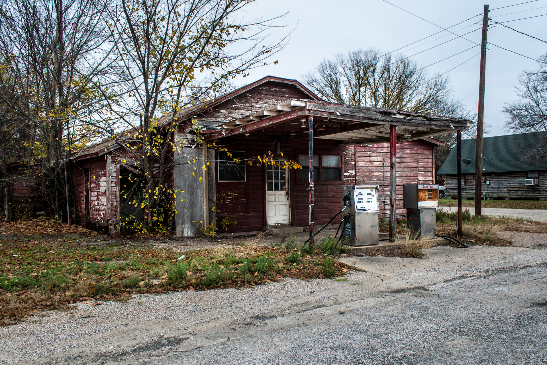 Kosse, Texas - Old Gas Pumps Gas Station (front angle)