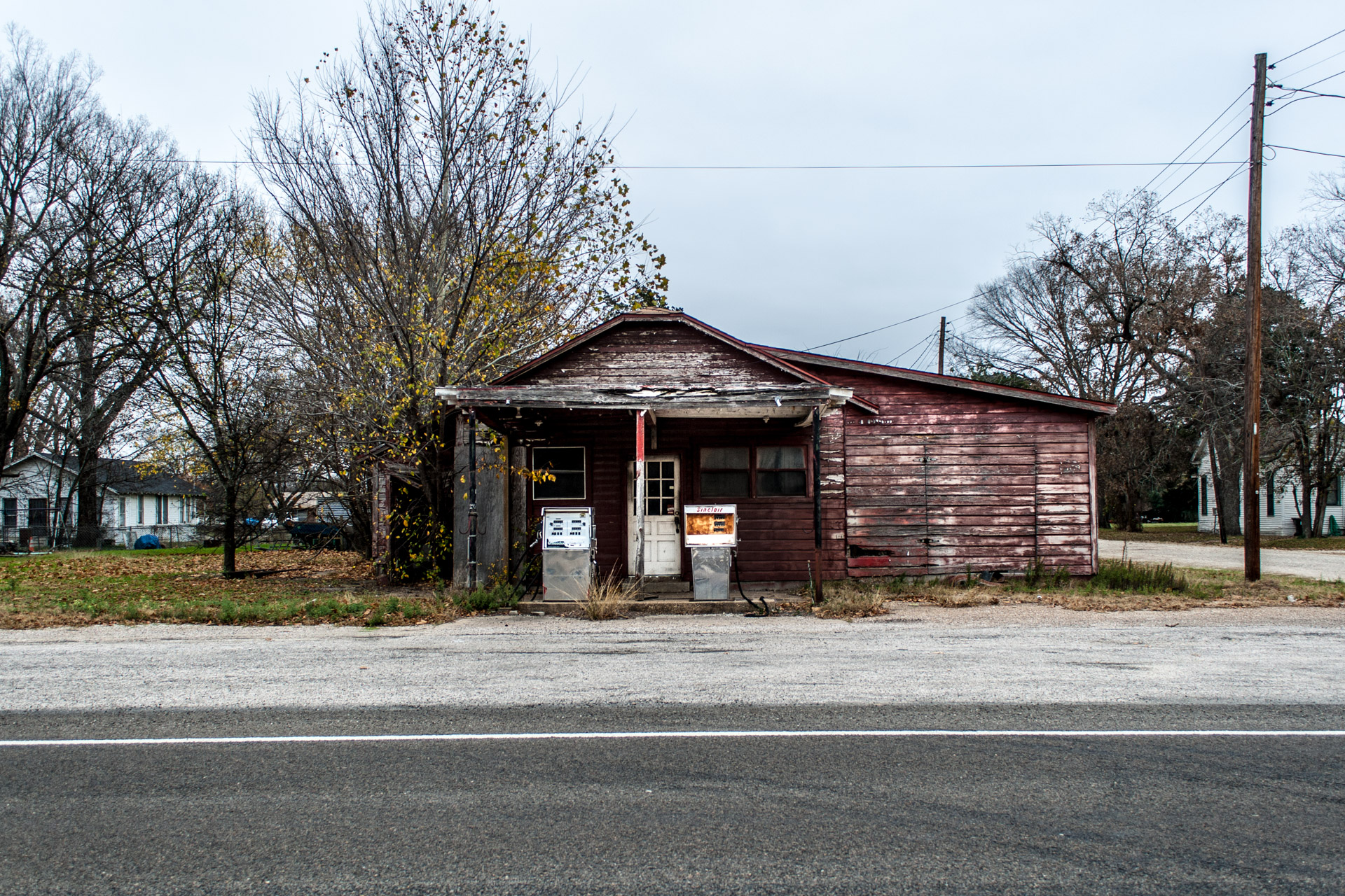 Kosse, Texas - Old Gas Pumps Gas Station (front far)