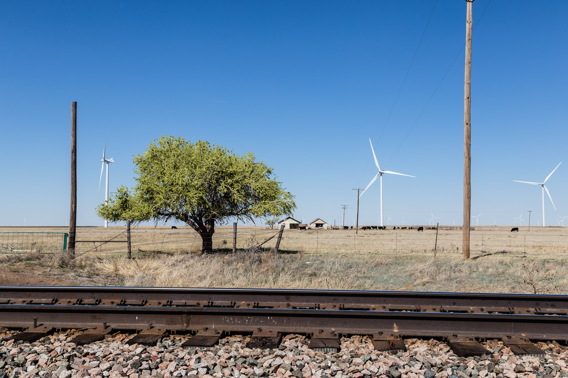 Claude, Texas - Railroad Tracks and Wind Turbines House