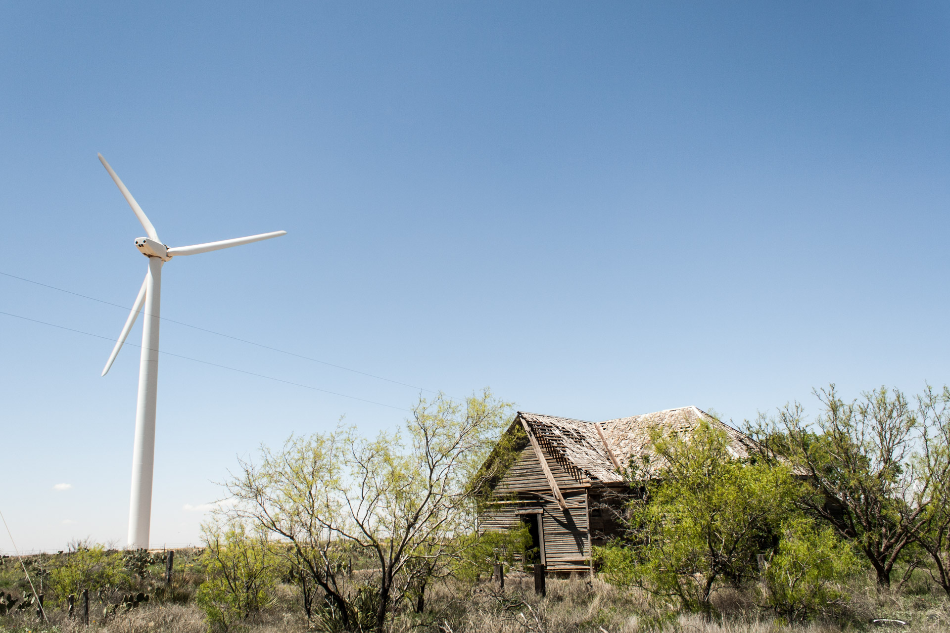 Wind Turbine Community Wooden House (right angle far)