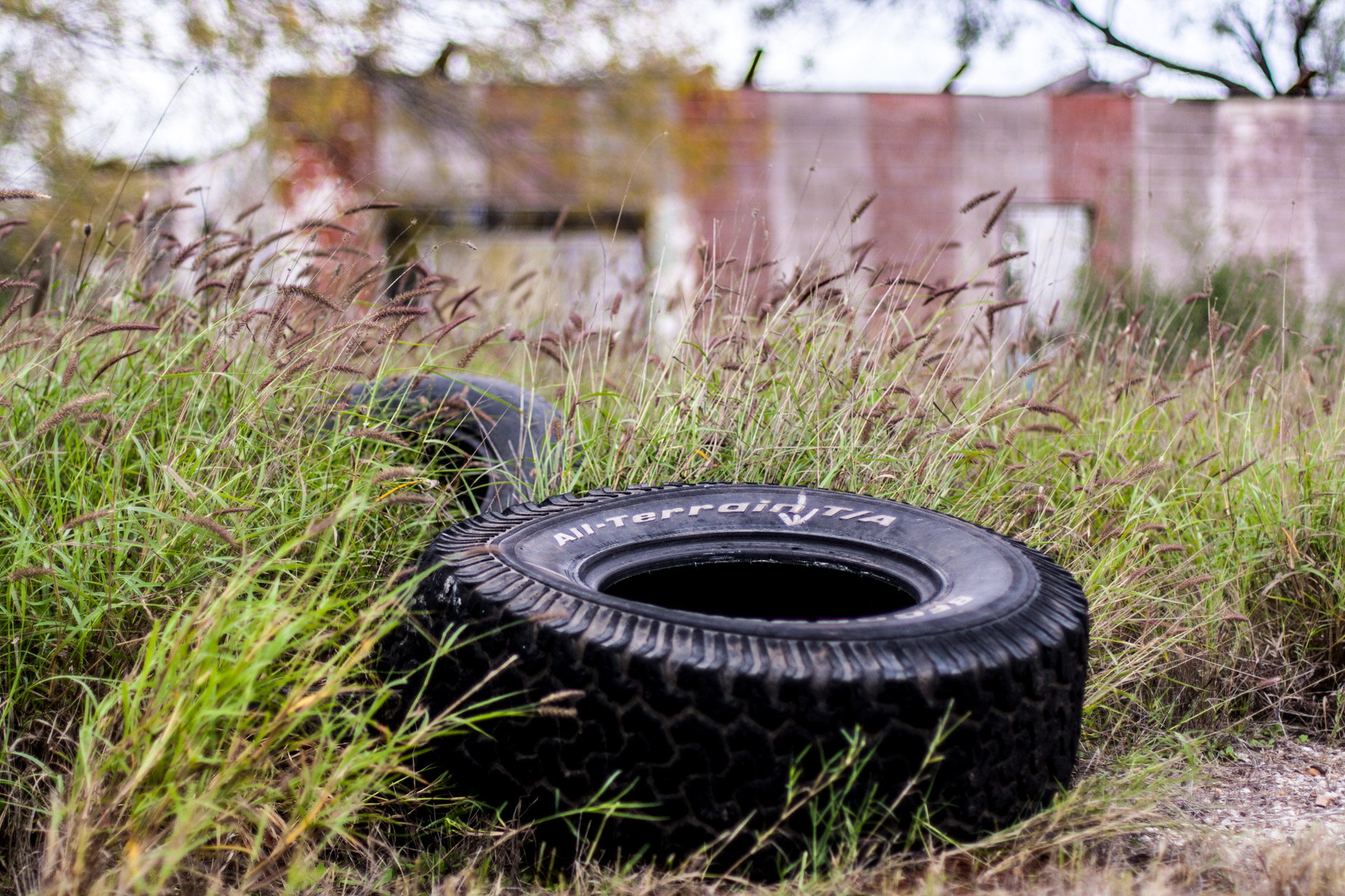 Pearsall, Texas - A Ruin, A Trailer, And Some Tires (ruin blur)