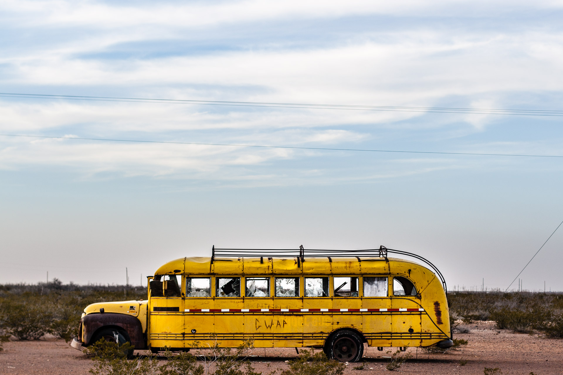 Deserted School Bus-Side Close