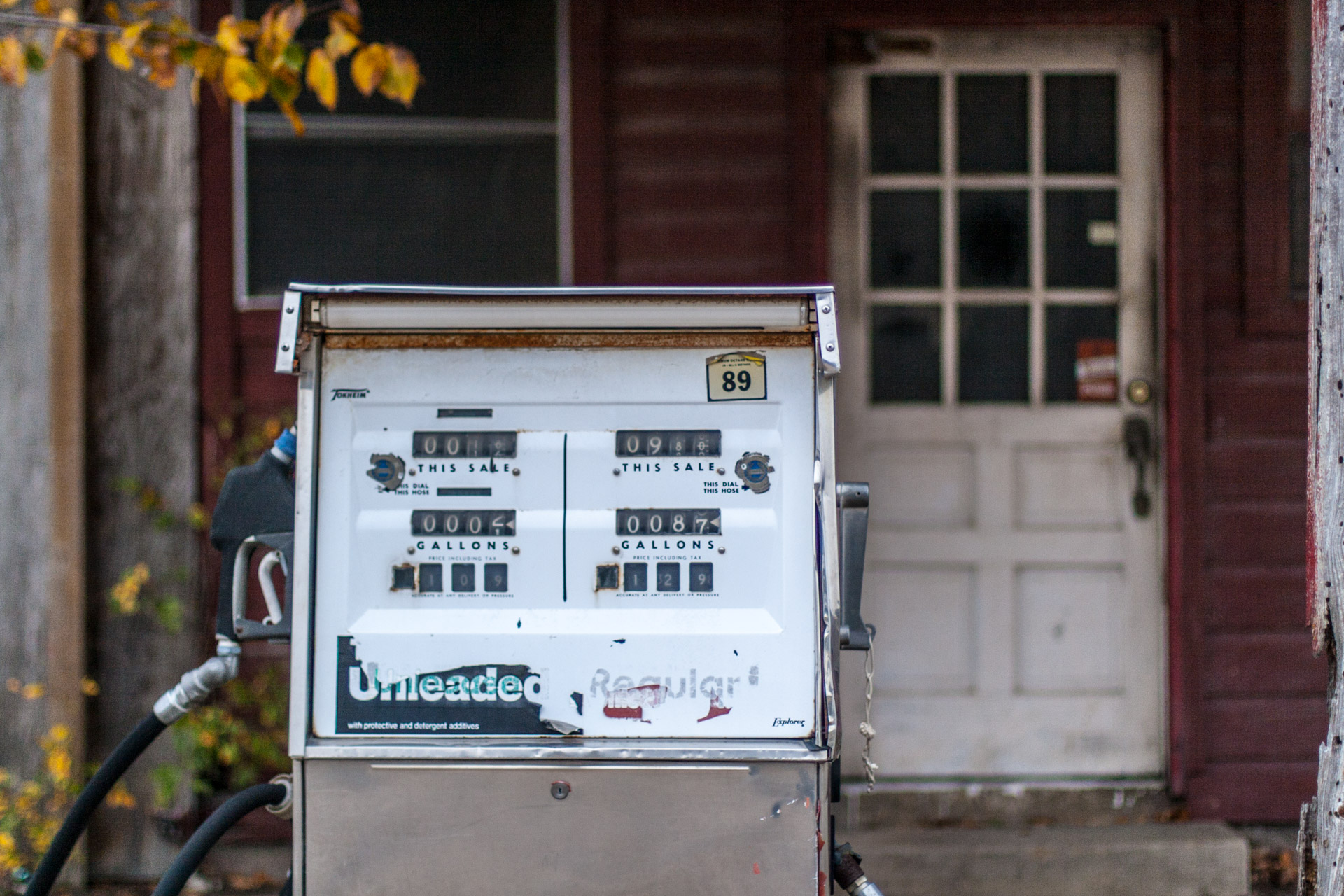 Kosse, Texas - Old Gas Pumps Gas Station (white pump close)