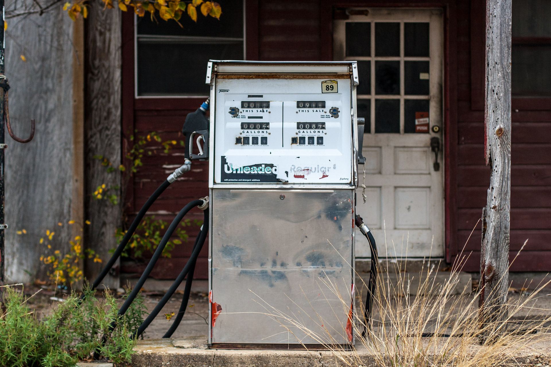Kosse, Texas - Old Gas Pumps Gas Station (white pump far)