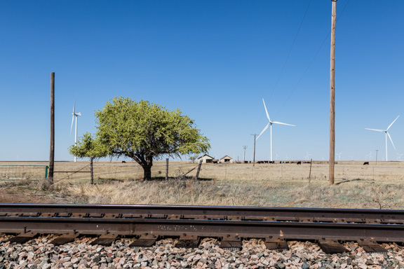 Claude, Texas - Railroad Tracks and Wind Turbines House