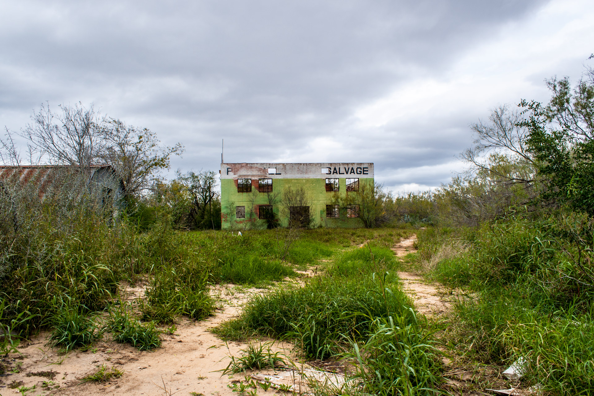 Pearsall, Texas - The Lime Green Salvage Yard (front far)