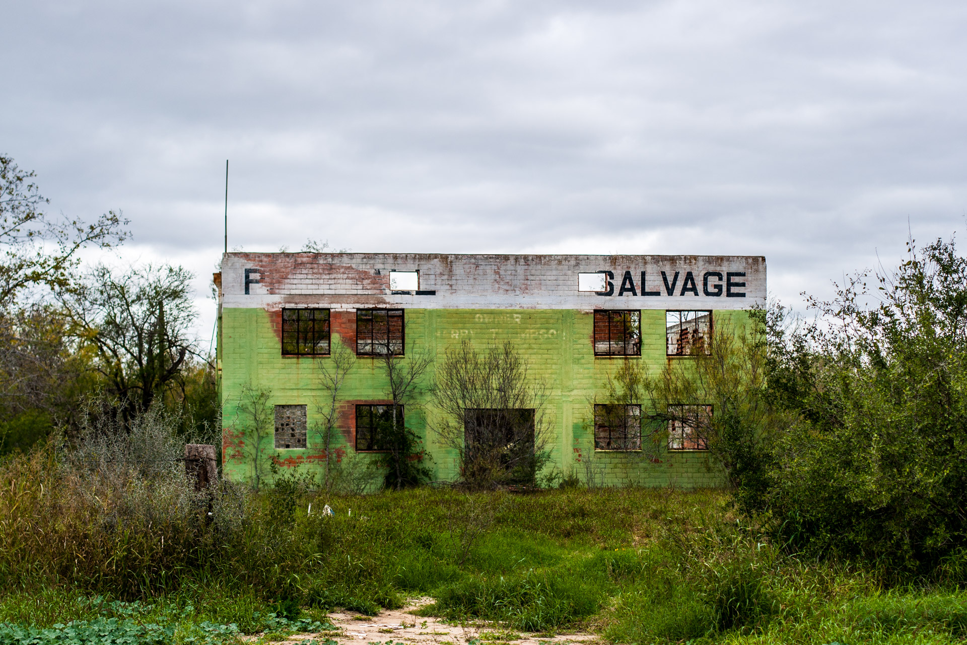 Pearsall, Texas - The Lime Green Salvage Yard (front mid)