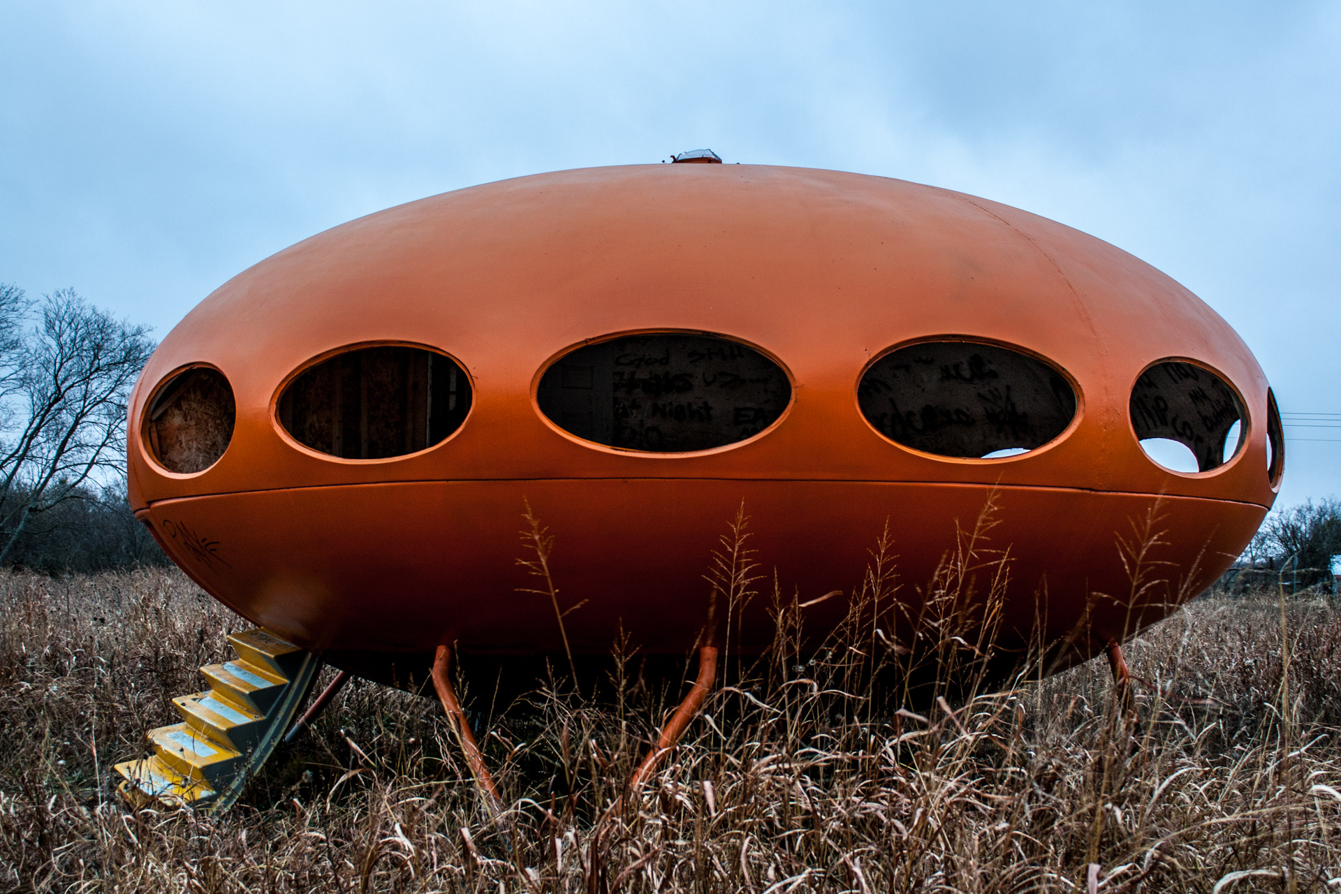 Royse City, Texas - The Orange Futuro House (stair side)